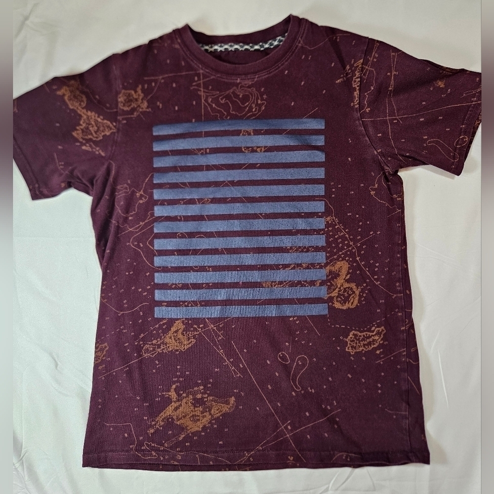 Mossimo Supply Co. Boys Burgundy And Blue Striped Short Sleeve Top Size Large